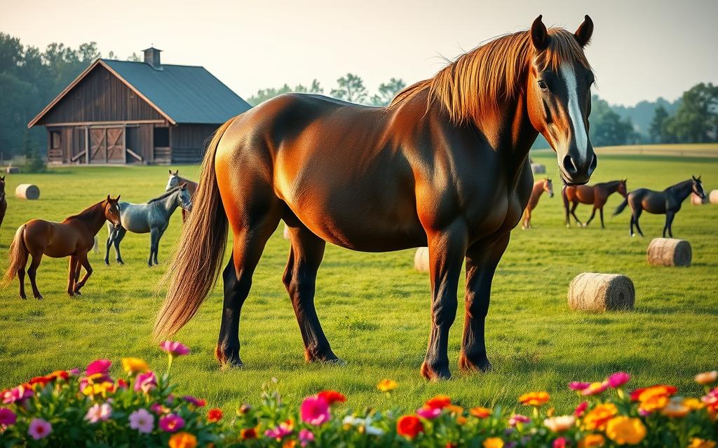 Giant draft horse in a breeding environment