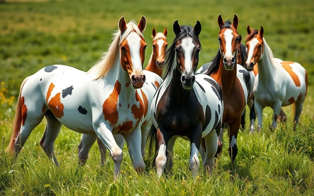 Overo Pinto horses showcasing unique patterns