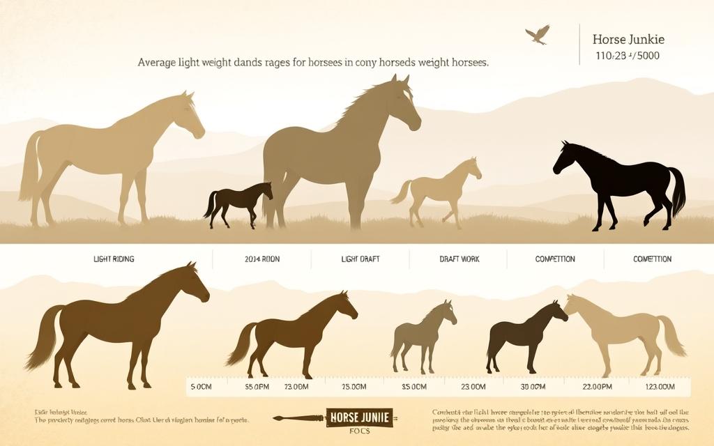 average horse weight range for different uses