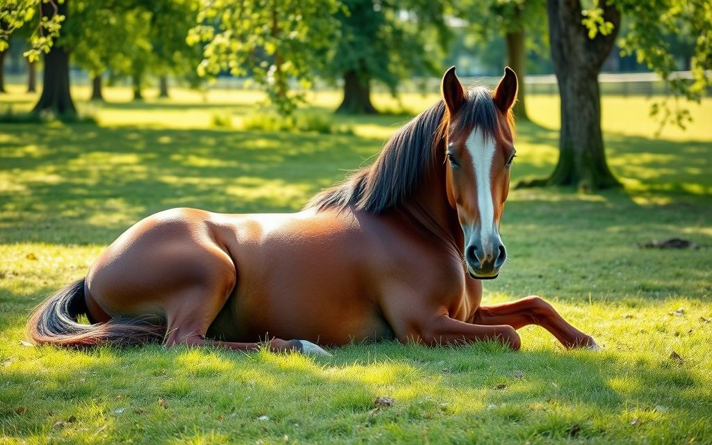 horse body language lying down